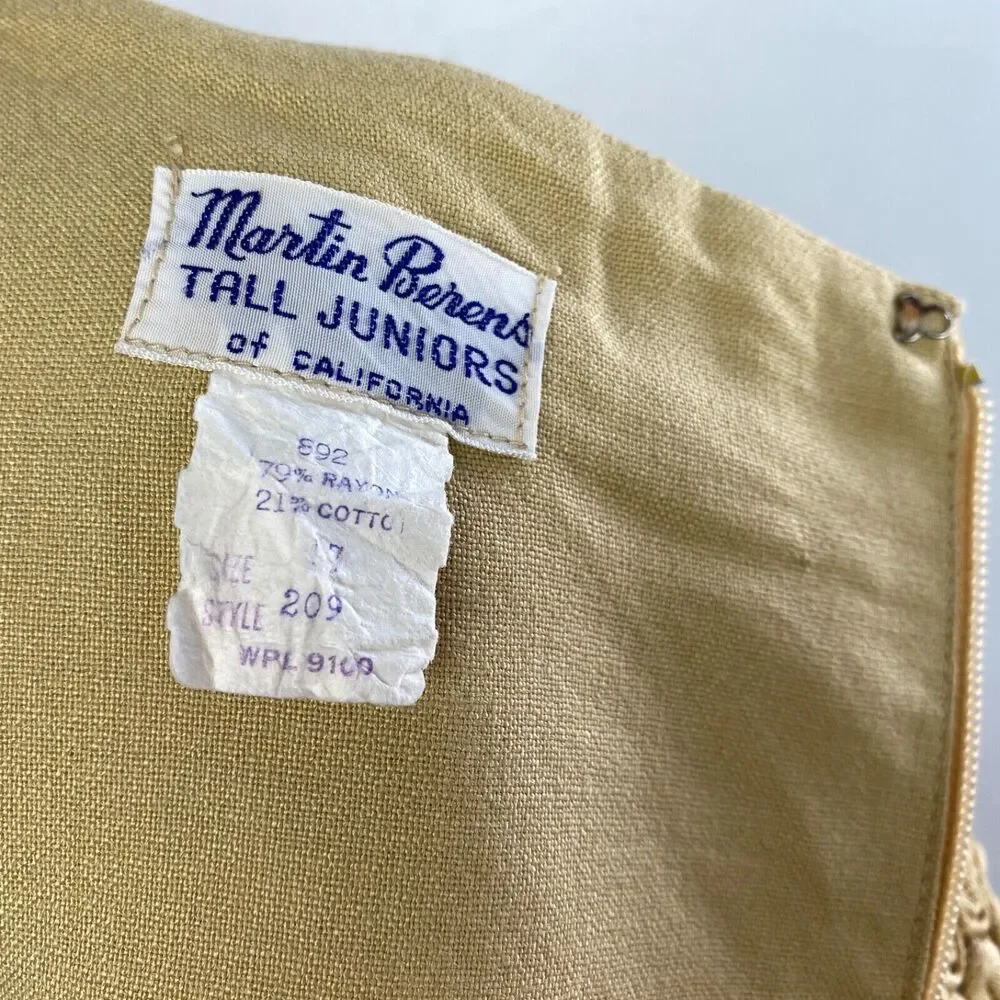 Vintage 60s Martin Berens Goldenrod Mustard Shift Dress Large Tall Juniors